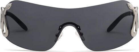 Appassal Rimless Y2k Sunglasses for Women Men Trendy Wrap Around Snake Oversized Shades AP3652 in Kuwait