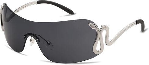 Appassal Rimless Y2k Sunglasses for Women Men Trendy Wrap Around Snake Oversized Shades AP3652 in Kuwait