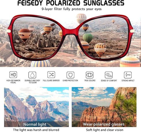FEISEDY Womens Polarized Sunglasses, Trendy Elegant Colored Frame for Ladies, UV400 Protection B2760 in Kuwait