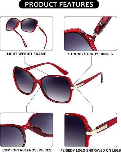 FEISEDY Womens Polarized Sunglasses, Trendy Elegant Colored Frame for Ladies, UV400 Protection B2760 in Kuwait