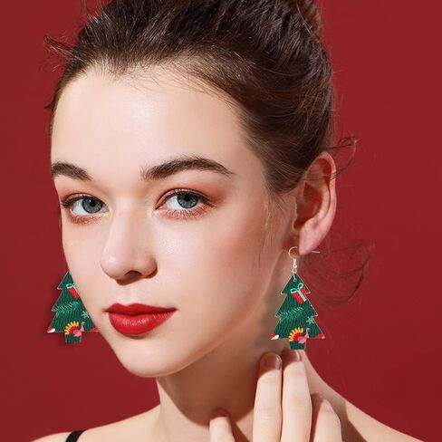 Christmas Earrings for Women Bulk Christmas Xmas Faux Leather Earrings Pack Holiday Earrings Set for Girls Variety Party Decorations Supplies in Saudi Arabia