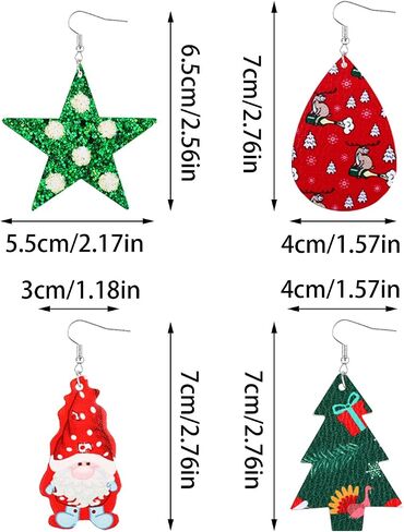 Christmas Earrings for Women Bulk Christmas Xmas Faux Leather Earrings Pack Holiday Earrings Set for Girls Variety Party Decorations Supplies in Saudi Arabia