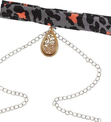 WDIRARA Women's 4 Pieces Leopard Print Chain Strap Bow Lingerie Costume Set in Saudi Arabia