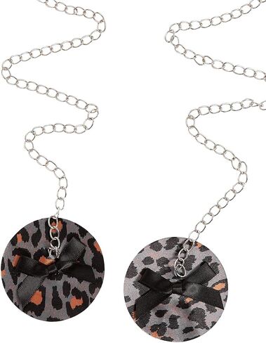 WDIRARA Women's 4 Pieces Leopard Print Chain Strap Bow Lingerie Costume Set in Saudi Arabia