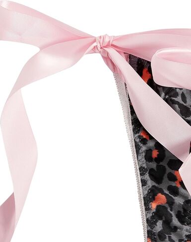 WDIRARA Women's 4 Pieces Leopard Print Chain Strap Bow Lingerie Costume Set in Saudi Arabia