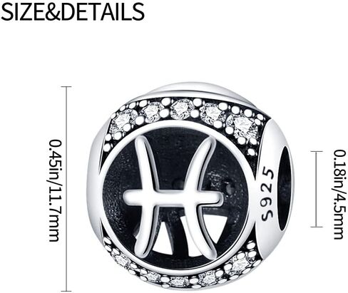 TINSLO Zodiac Sign Bead Birthday Charms 925 Sterling Silver Birthstone Charms Fits Women's Charm Bracelet & Necklace Bangle Gifts for Girls & Friends in Kuwait
