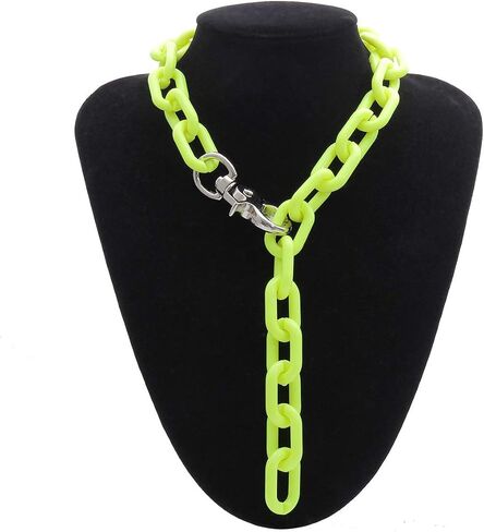 Exaggerated Fashion Acrylic Paperclip Chain Choker Necklace Punk Chunky Statement Personalized Vintage Oval Resin Collar Hip Hop Jewellry for Women Girls Gifts in Saudi Arabia