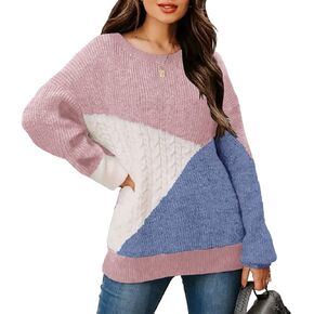 Ladybranch Womens Pullover Sweaters Casual Long Loose Puff Sleeve Winter Knitted Jumper Tops