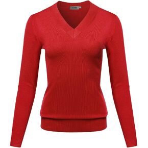 STARJJ Womens Slim Fit V-Neck Long Sleeve Soft Knit Pullover Sweater Top (S-XL) in Saudi Arabia