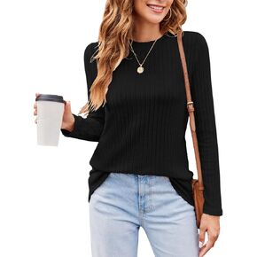 Newchoice Women's Fall Tunic Sweaters Lightweight Basic Long Sleeve Crewneck Pullover Tops