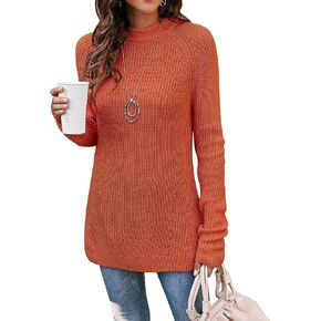 koitmy Women's Mock Neck Long Sleeve Raglan Pullover Sweater in Saudi Arabia
