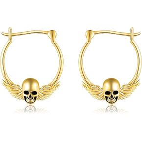 14k Soild Gold Hoop Earrings Cute Hugging Earrings Real Gold Dainty Gifts For Women Girls Halloween Christmas Gift