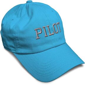 Soft Baseball Cap Silver Letters Pilot Embroidery Aircraft Crew Cotton Embroidered Dad Hats for Men & Women