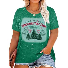 JINTING Plus Size Christmas Shirts for Women Christmas Tree Graphic Tees Xmas Holiday Short Sleeve T-Shirt Top