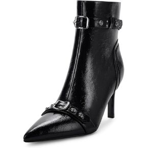 Easyfox إمرأة أشار تو حذاء من الجلد برشام أحذية عالية الكعب للنساء حجم سستة رصع الأحذية الأزياء مشبك الأحذية in Kuwait