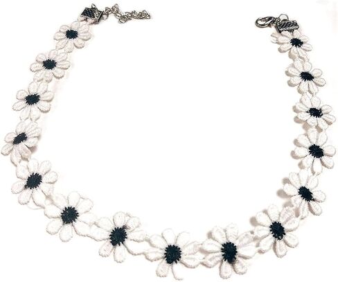 Sweet Handmade Colorful Daisy Flower Sunflower Leaf Pendant Clavicular Chain Adjustable Choker Necklace Friendship Elegant Jewelry for Women Girls in Kuwait