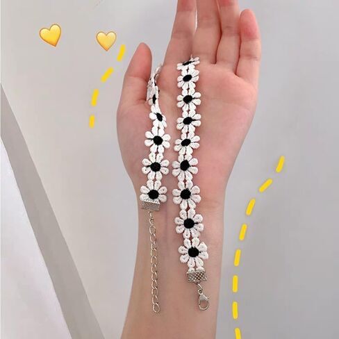 Sweet Handmade Colorful Daisy Flower Sunflower Leaf Pendant Clavicular Chain Adjustable Choker Necklace Friendship Elegant Jewelry for Women Girls in Kuwait