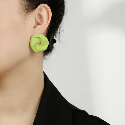 RUOFFETA Acrylic Love Knot Stud Earrings, Candy Color Statement Earrings for Women Girls in Kuwait