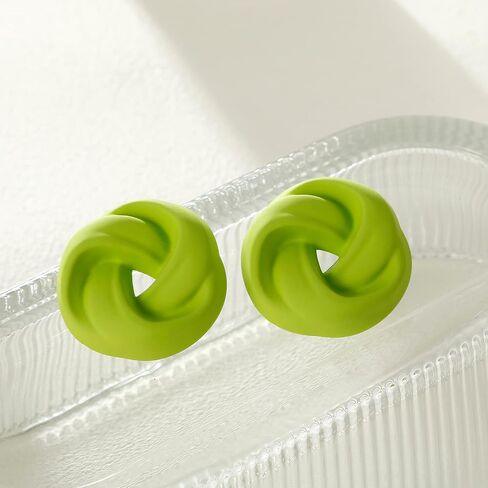 RUOFFETA Acrylic Love Knot Stud Earrings, Candy Color Statement Earrings for Women Girls in Kuwait