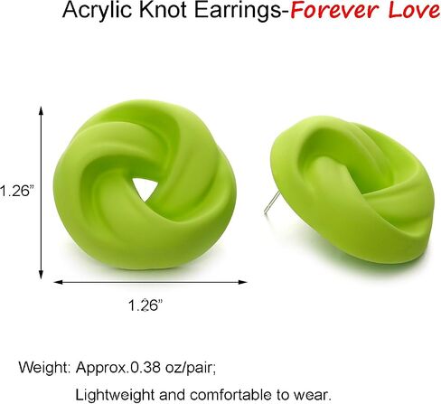 RUOFFETA Acrylic Love Knot Stud Earrings, Candy Color Statement Earrings for Women Girls in Kuwait