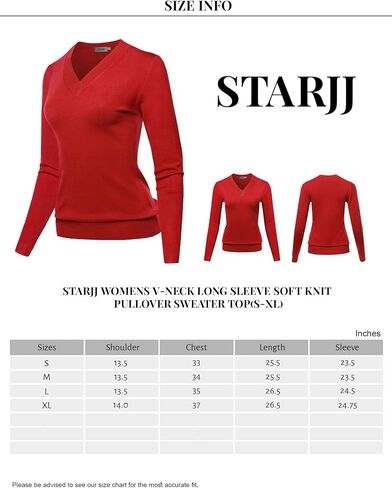 STARJJ Womens Slim Fit V-Neck Long Sleeve Soft Knit Pullover Sweater Top (S-XL) in Saudi Arabia