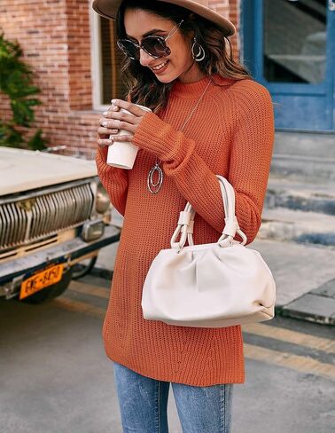 koitmy Women's Mock Neck Long Sleeve Raglan Pullover Sweater in Saudi Arabia