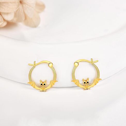 14k Soild Gold Hoop Earrings Cute Hugging Earrings Real Gold Dainty Gifts For Women Girls Halloween Christmas Gift in Kuwait