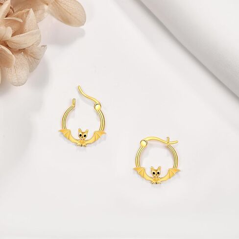 14k Soild Gold Hoop Earrings Cute Hugging Earrings Real Gold Dainty Gifts For Women Girls Halloween Christmas Gift in Kuwait