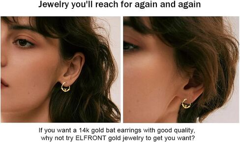 14k Soild Gold Hoop Earrings Cute Hugging Earrings Real Gold Dainty Gifts For Women Girls Halloween Christmas Gift in Kuwait
