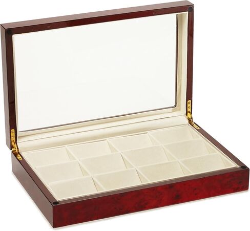 صندوق تخزين ساعة الجيب ديبلومات بيرل وود 12 مع جزء علوي شفاف in Kuwait