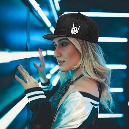 قبعات Snapback للرجال قبعة جمجمة مسطحة بيل قبعة للأولاد المفاجئة على ظهره قبعة بيسبول هيكل عظمي يد سوداء in Kuwait