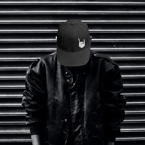 قبعات Snapback للرجال قبعة جمجمة مسطحة بيل قبعة للأولاد المفاجئة على ظهره قبعة بيسبول هيكل عظمي يد سوداء in Kuwait