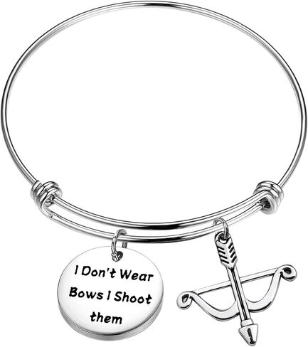 FOTAP Archery Gifts I Don't Wear Bows I Shoot Them Bracelet Hunting Gifts Bow and Arrow Charm Gift in Saudi Arabia