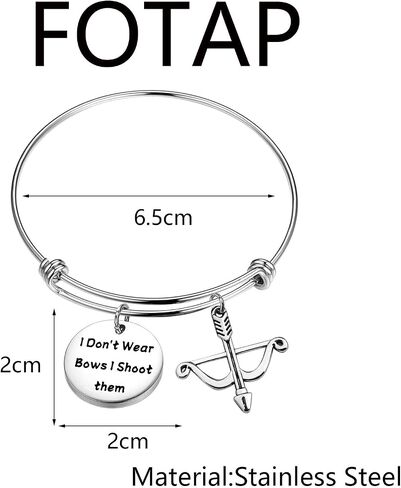 FOTAP Archery Gifts I Don't Wear Bows I Shoot Them Bracelet Hunting Gifts Bow and Arrow Charm Gift in Saudi Arabia