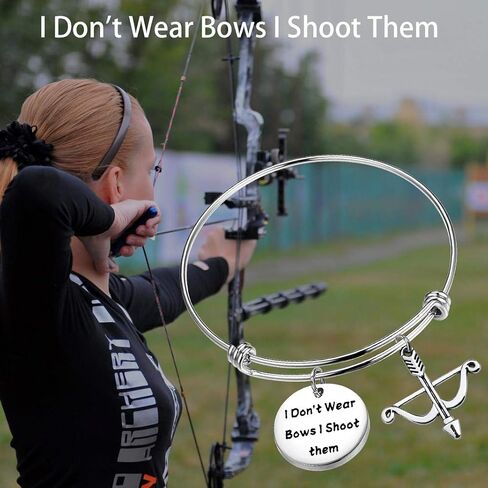 FOTAP Archery Gifts I Don't Wear Bows I Shoot Them Bracelet Hunting Gifts Bow and Arrow Charm Gift in Saudi Arabia