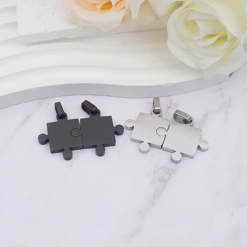 JSEA الأزواج الفولاذ المقاوم للصدأ الأسود والفضة قطع اللغز قلادة القلائد أنا أحبك in Kuwait