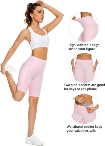Taydey Women's High Waist Yoga Running Workout Athletic Cycling Hiking Sports Shorts in Kuwait