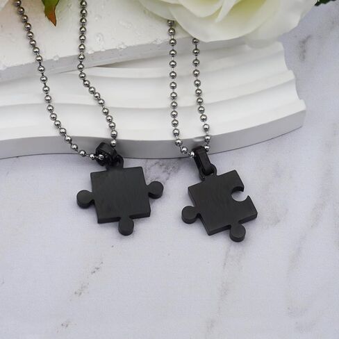 JSEA الأزواج الفولاذ المقاوم للصدأ الأسود والفضة قطع اللغز قلادة القلائد أنا أحبك in Kuwait