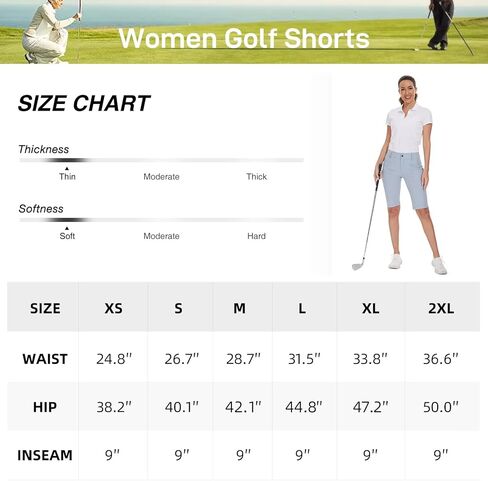 ام موتيبي شورت جولف للمشي لمسافات طويلة بطول الركبة سريع الجفاف بطول الركبة وجيوب عالية الخصر للنساء in Kuwait