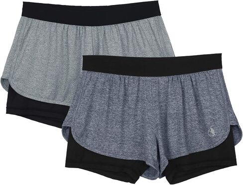 icyzone Running Yoga Shorts for Women - Activewear Workout Exercise Athletic Jogging Shorts 2-in-1 in Kuwait