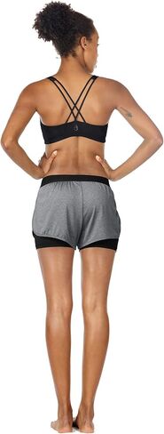 icyzone Running Yoga Shorts for Women - Activewear Workout Exercise Athletic Jogging Shorts 2-in-1 in Kuwait