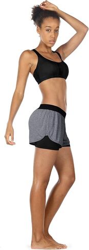 icyzone Running Yoga Shorts for Women - Activewear Workout Exercise Athletic Jogging Shorts 2-in-1 in Kuwait