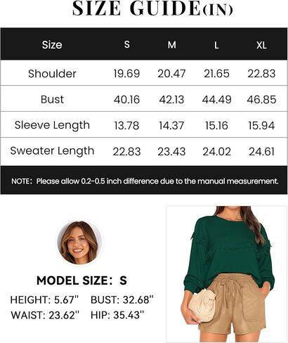 سترات خريف نسائية من Dowerme موضة 2023 بأكمام واسعة وفتحة رقبة دائرية بلوفر مكتنز فضفاض ومضلع ومتماسك بشرابة علوية in Kuwait