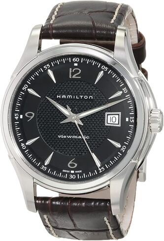 Hamilton Jazzmaster Viewmatic Swiss Automatic Watch 40mm Case, Black Dial, Brown Leather Strap (Model: H32515535) in Saudi Arabia