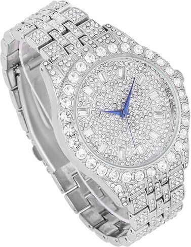 Iced Mens Single Watch or Watch w/Matching Rolly or Cuban Hip Hop Bracelet - Your Choice! - Big Rhinestones on Trim and Elegant Baguette Time Indicators on Dial - Master Bling Designer - ST10226B in Kuwait
