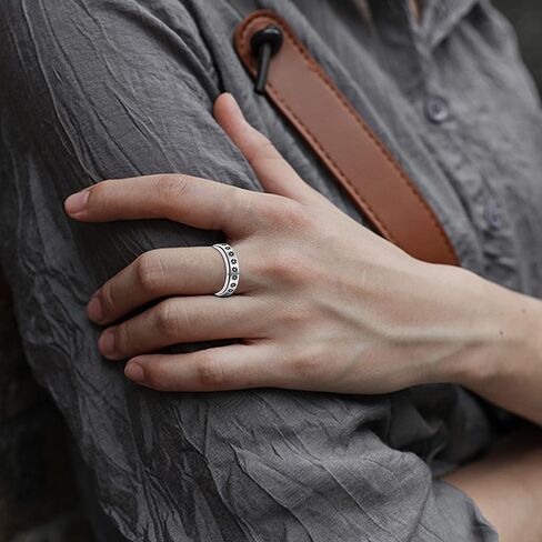 SAILIMUE 4/6/8/9 Pcs Fidget Anxiety Ring for Women Men Stainless Steel Spinner Ring for Anxiety Bead Flower Sun Moon Star Stress Relieving 6mm Band Rings Set in Saudi Arabia