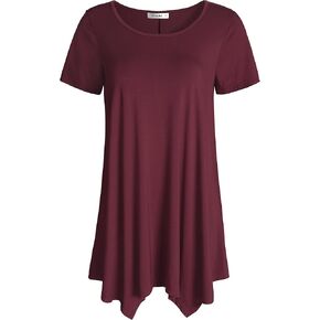Esenchel Women's Short Sleeves Tunic Shirt Loose Fit Leggings Top