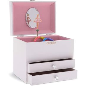 Jewelkeeper Personalize-Your-Own White Musical Ballerina Jewelry Box with 2 Pullout Drawers, You are My Sunshine Tune in Saudi Arabia