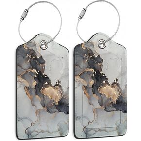 Cute Dinosaur Luggage Tags Set of 2 Tropical Jungle Leather Suitcase Tags with Stainless Steel Loop and Privacy Cover for Women Men Travel Luggage Accessories