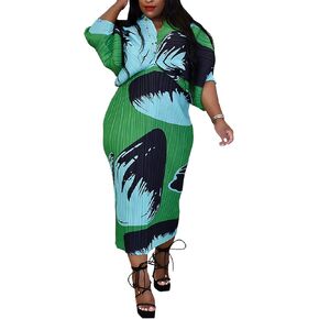 African Ruched Dress for Women Sexy Long Sleeve Batwing Maxi Pencil Club Dresses in Kuwait
